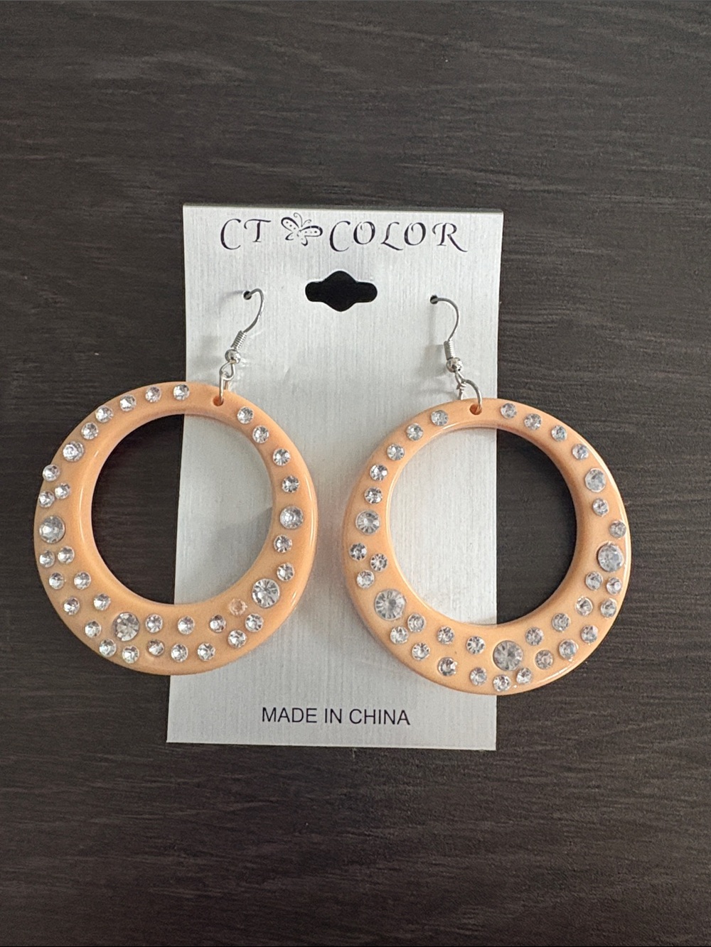 Tan Crystal Hoop Earrings